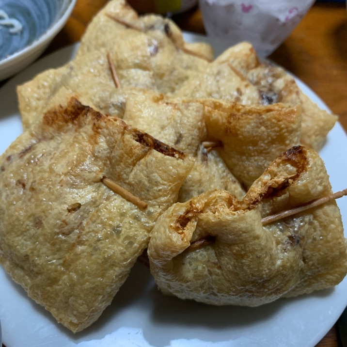 油揚げの納豆包み揚げ